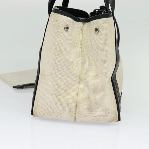 BALENCIAGA Navy Kabas Hand Bag Canvas Ivory Silver - Picture 3 of 16